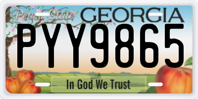 GA license plate PYY9865