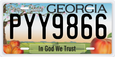 GA license plate PYY9866