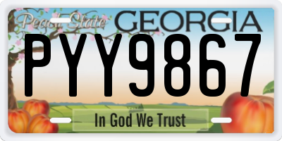 GA license plate PYY9867