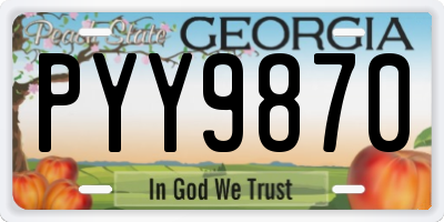 GA license plate PYY9870