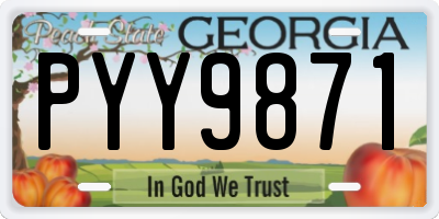 GA license plate PYY9871