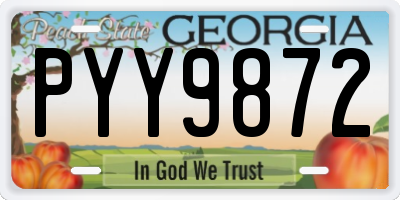 GA license plate PYY9872