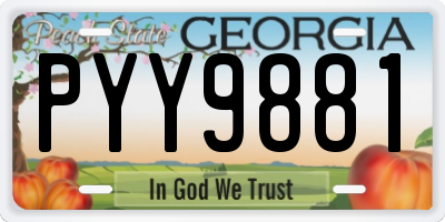 GA license plate PYY9881