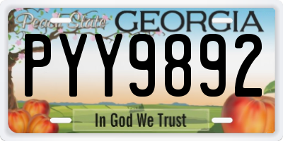 GA license plate PYY9892