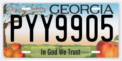 GA license plate PYY9905