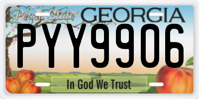 GA license plate PYY9906