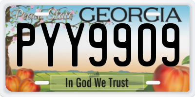 GA license plate PYY9909