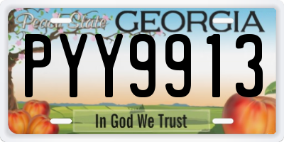 GA license plate PYY9913