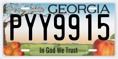 GA license plate PYY9915