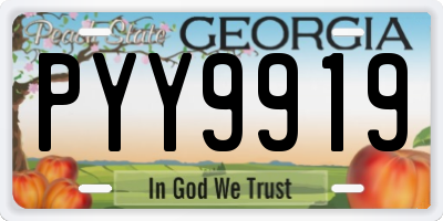 GA license plate PYY9919