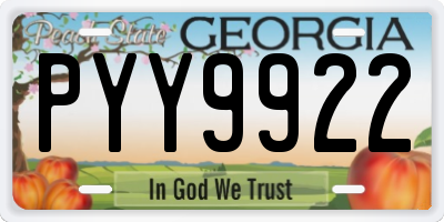 GA license plate PYY9922