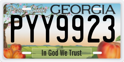 GA license plate PYY9923