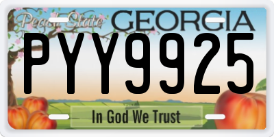 GA license plate PYY9925