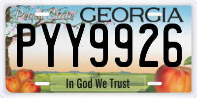 GA license plate PYY9926