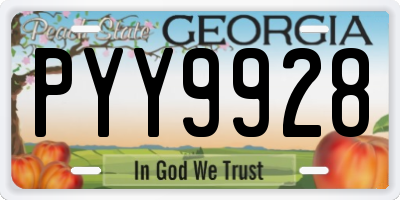 GA license plate PYY9928