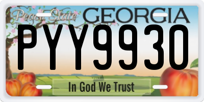 GA license plate PYY9930