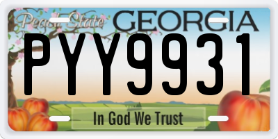 GA license plate PYY9931