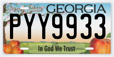 GA license plate PYY9933