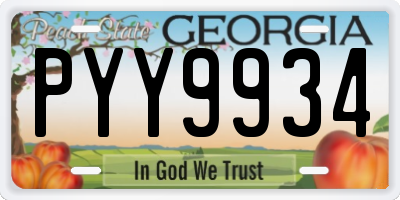 GA license plate PYY9934