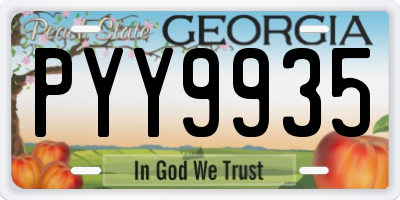 GA license plate PYY9935