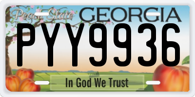 GA license plate PYY9936