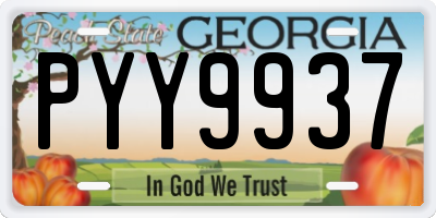 GA license plate PYY9937
