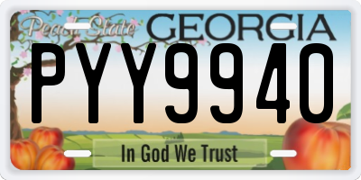 GA license plate PYY9940