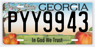 GA license plate PYY9943
