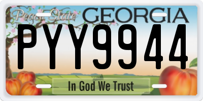 GA license plate PYY9944