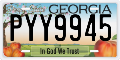 GA license plate PYY9945