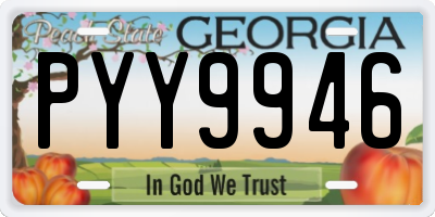GA license plate PYY9946