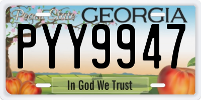 GA license plate PYY9947