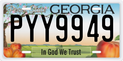GA license plate PYY9949
