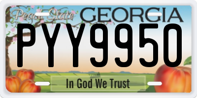 GA license plate PYY9950