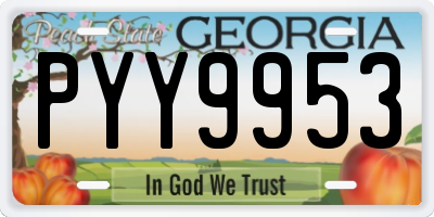 GA license plate PYY9953