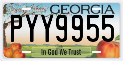 GA license plate PYY9955