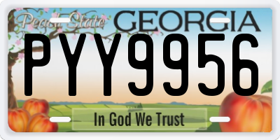GA license plate PYY9956