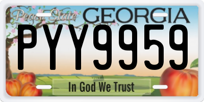 GA license plate PYY9959