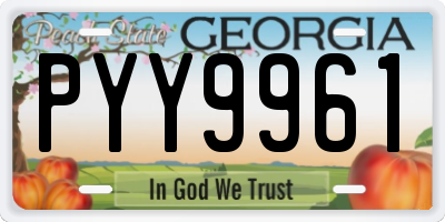 GA license plate PYY9961