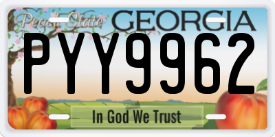GA license plate PYY9962