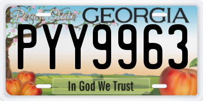 GA license plate PYY9963