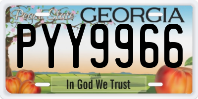 GA license plate PYY9966