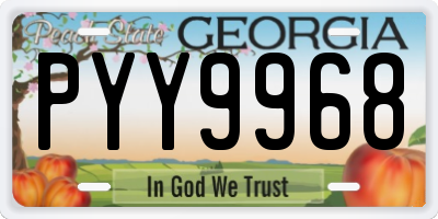 GA license plate PYY9968