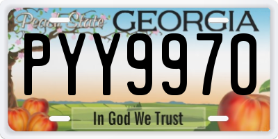 GA license plate PYY9970