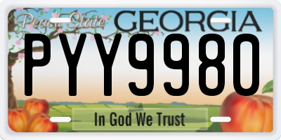 GA license plate PYY9980