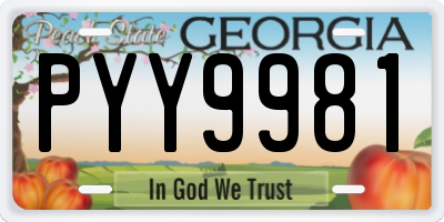 GA license plate PYY9981