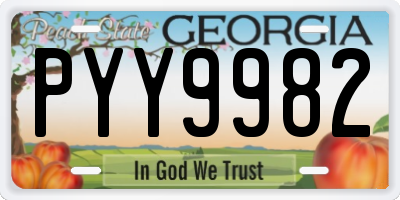 GA license plate PYY9982