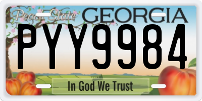 GA license plate PYY9984
