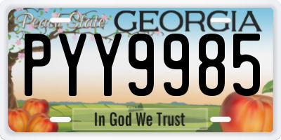 GA license plate PYY9985