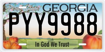 GA license plate PYY9988